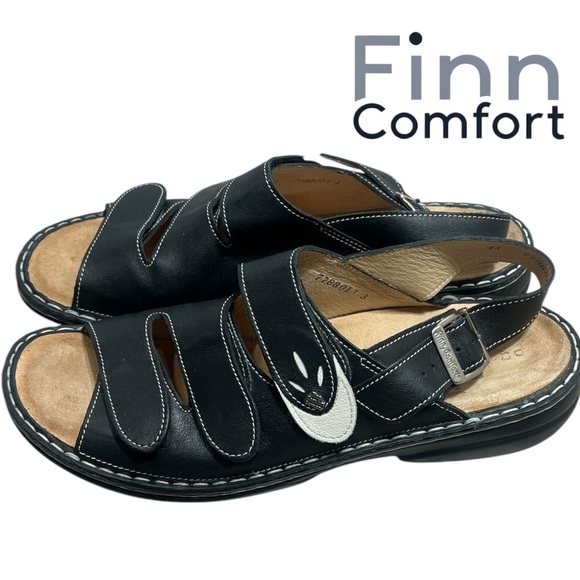 Finn Comfort Shoes - Finn Comfort Women’s black and white 
Saloniki sandals Size 12-12.5 EU 43